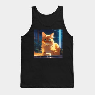 Elegant Electric Cat Tank Top